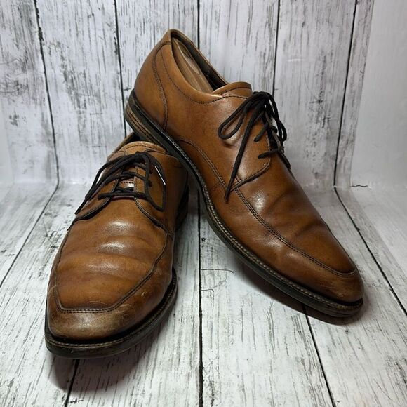ECCO Men's US 12 M Apron Toe Leather Brown Derby Oxford Dress Shoes EU 45 - Picture 1 of 11